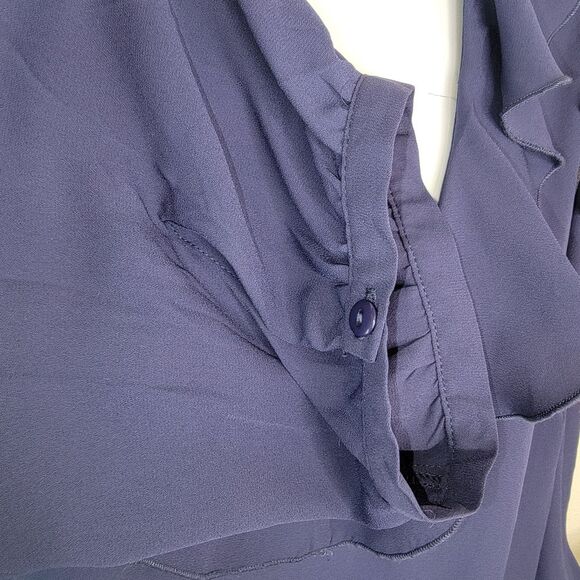 Rose & Olive Nwt Navy Blue Cold Shoulder Chiffon Top Blouse Size 1x - Picture 4 of 7